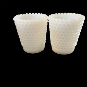 Vintage hobnail milk glass votives